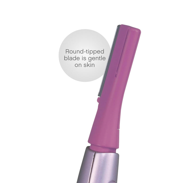 Women’S Facial Hair Remover and Eyebrow Trimmer with Pivoting Head, Includes 2 Gentle Blades for Brow and Face and 2 Eyebrow Trim Attachments, Battery-Operated – ES2113PC