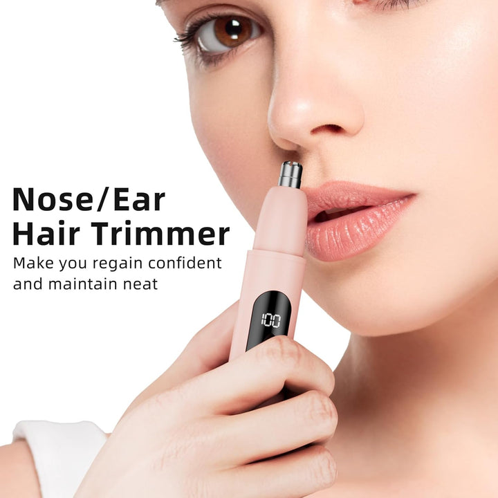 Nose Hair Trimmer Rechargeable Cordless Painless Ear and Eyebrow Trimming Tool-Dual Edge Easy Cleansing for Man Woman Vee