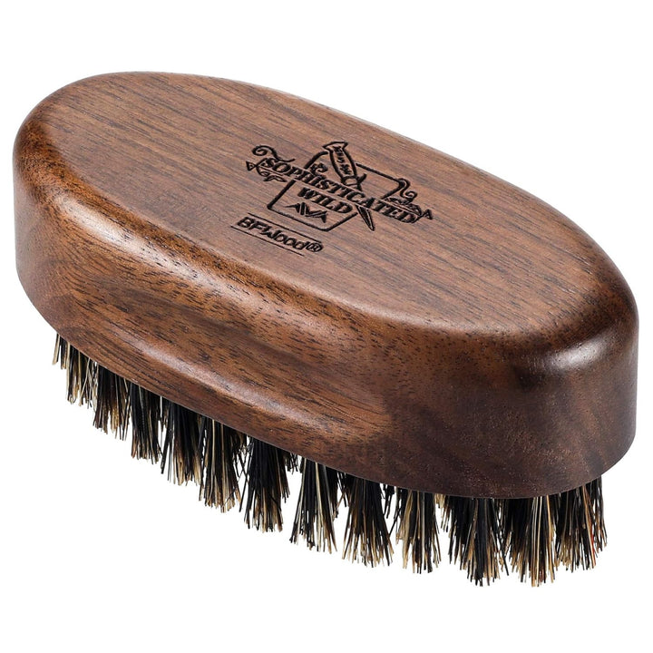 Small Travel Beard Brush - Natural Boar Bristles with Black Walnut Wood