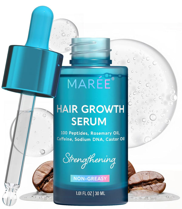 Hair Growth Serum - Caffeine Peptides Castor Rosemary Oil for Hair Growth - Products for Women & Men - Hair Oils for Hair Growth - Hair Regrowth Tonic - Scalp Serum - Suero Para El Cabello