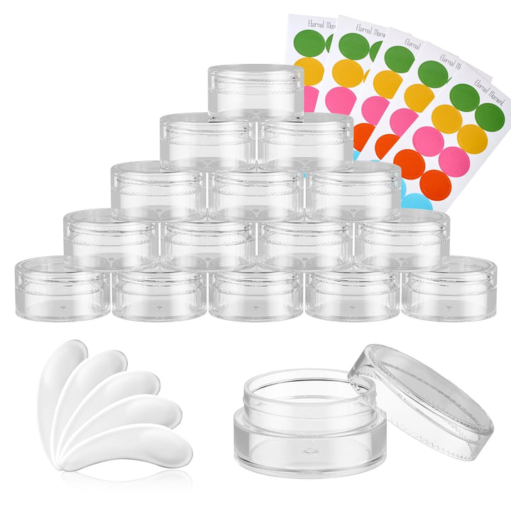 50 Pack 4 OZ Plastic Jars round Clear Cosmetic Container with Black Lids,  Slime Jars for Lotion, Cream, Ointments, Makeup, Eye Shadow, Rhinestone, Samples, Pot, Travel Storage