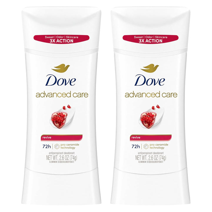 Advanced Care Antiperspirant Deodorant for Women Twin Pack Revive 72 Hour Sweat and Odor Protection 2.6 Oz (Packaging May Vary)
