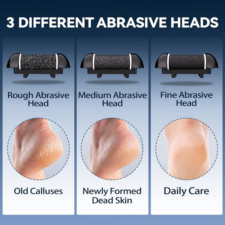 Electric Callus Remover for Feet with Rechargeable Waterproof 17 in 1 Professional Pedicure Kit with 3 Roller Heads 2 Speed Foot Care Tools Perfect for Dead Hard Cracked Dry Skin