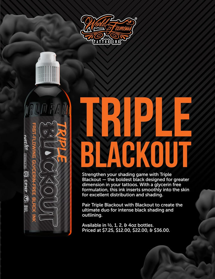- Triple Blackout Tattoo Ink - Dark & Bold Black Shade - Professional Tattoo Ink & Tattoo Supplies - Skin-Safe Permanent Tattooing in Bold Shades - Vegan & Non-Toxic (1 Oz)