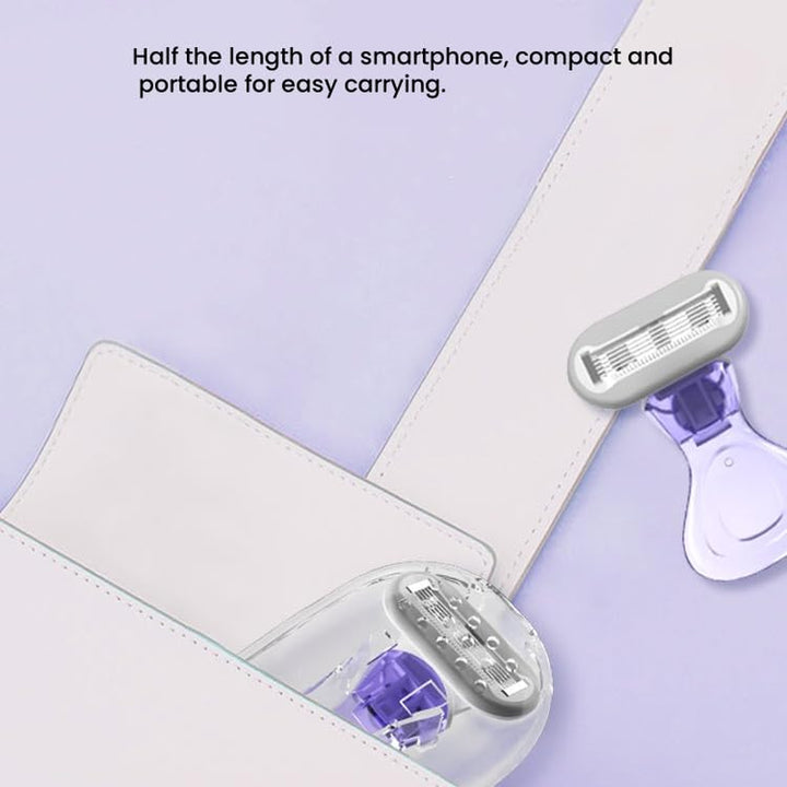 Women'S Manual Short-Handle Razor, Leg and Underarm Hair Shaver, Travel Razor, Five-Blade for Faster and Cleaner Shaving Experience, Reusable (Purple), Small