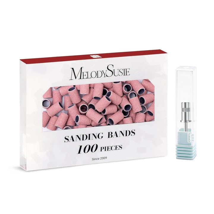 100 Pcs Nail Drill Bits Sanding Bands for Nail Drill 180 Fine Grit Nail File Sanding Bands for Acrylic Nails Gel Manicures and Pedicure