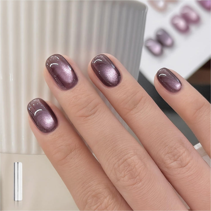 Red Cat Eye Gel Nail Polish, 16Ml Glitter Holographic Nail Polish with Magnet, Reflective Translucent UV Gel, 2907 Ruby Twilight