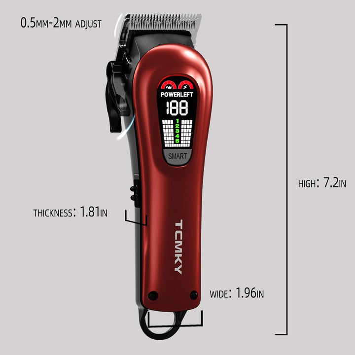 Hair Clippers for Men Professional Clippers for Men Cordless&Corded Barber Clippers for Hair Cutting & Grooming. Rechargeable Hair Trimmer Kit for Household (Red)