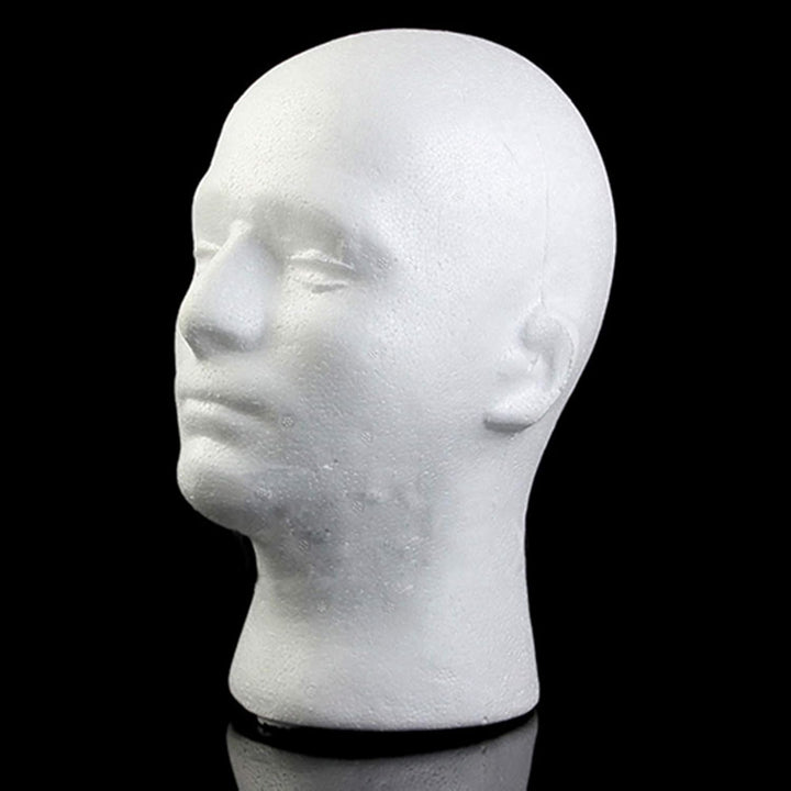 Male Head Model, Foam Mannequin, Head Model Wig Hair Hat Display Foam Mannequin Manikin White (Style 3)