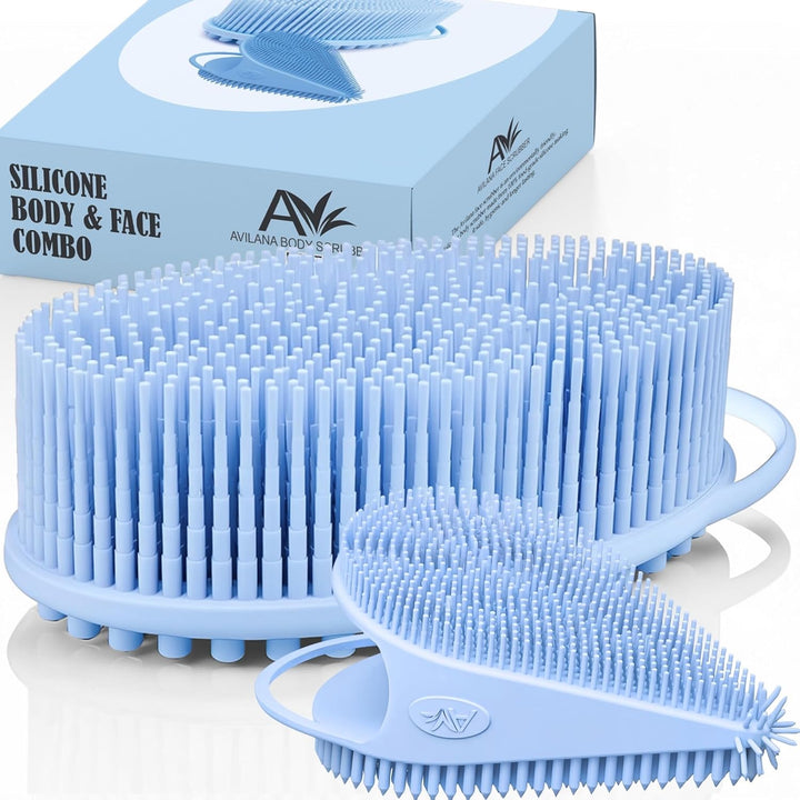 Silicone Body Scrubber – Gentle Shower Brush & Loofah Alternative- Food Grade & Lab Tested – Fast-Drying, Hygienic, Bpa-Free Silicone Body Gentle Exfoliator (Lavender, Massage)