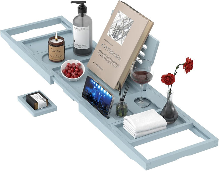 Premium Bathtub Tray Caddy, Expandable Bath Tray, Unique House Warming Gifts, New Home, Anniversary and Wedding Gifts for Couple, Bridal Shower Gift for Women