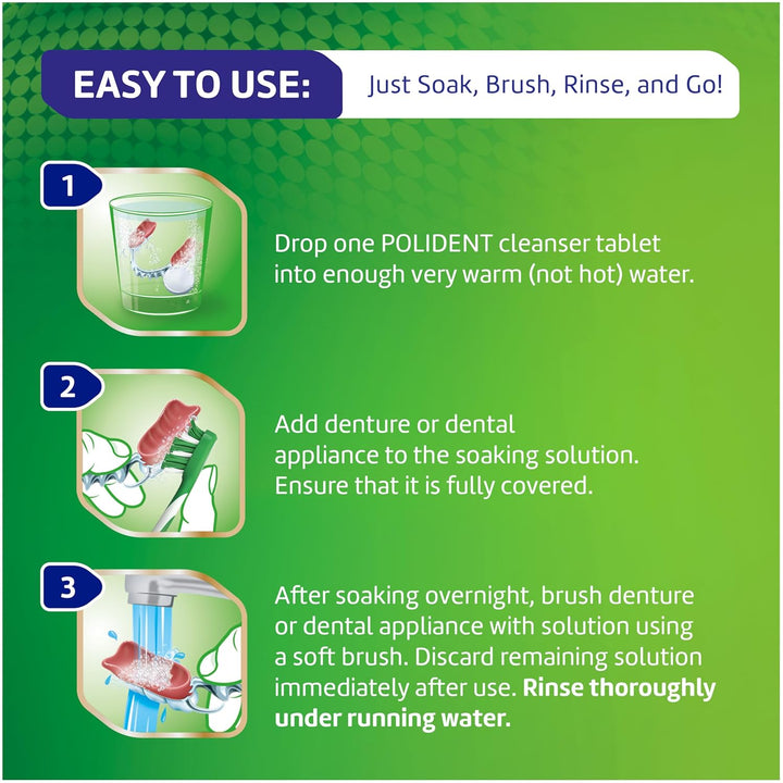 Overnight Whitening Antibacterial Dental Appliance Cleanser Tablets, 60 Count