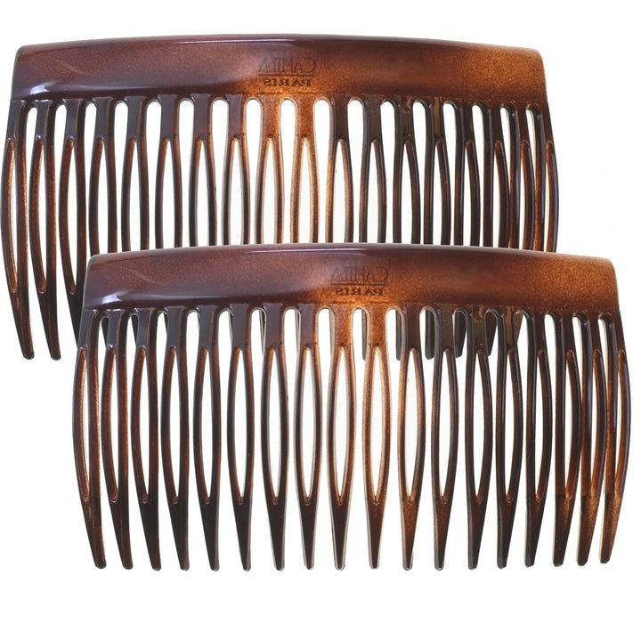 Paris AD825/2 French Hair Side Comb, Small, Curved Tortoise Shell French Twist Hair Combs Decorative, Strong Hold Hair Clips for Women Bun Chignon Up-Do Girls Hair Accessories, Made in France