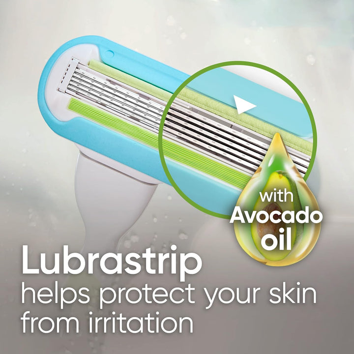 Extra Smooth Pink Women'S Razor, Pivoting Razor Head, 5 Blades for an Extra Smooth Shave, Handle + 3 Blade Refills