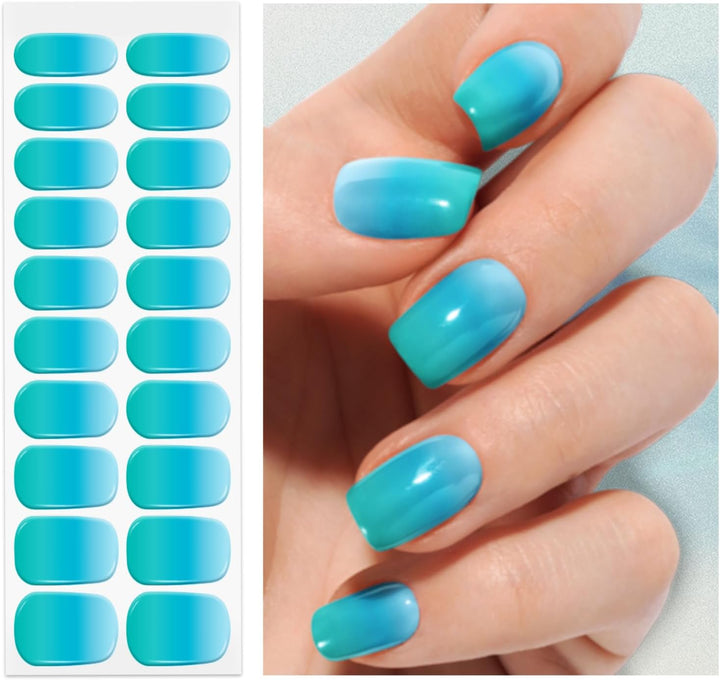 Semi Cured Gel Nail Strips | Gel Nail Stickers with UV Light Required | Salon Quality, Easy Application and Removal（Pink Ombre）