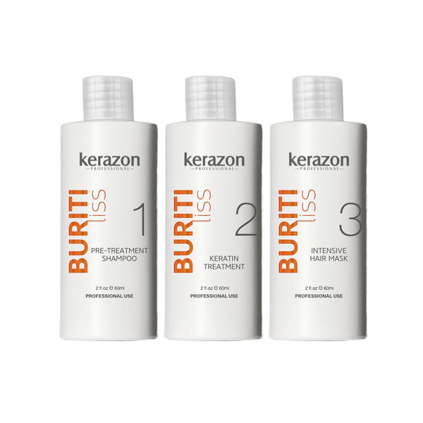 KERAZON Brazilian Keratin Treatment Buriti Liss Kit 2Oz/60Ml - at Home Keratin Treatment Smoothing and Straightening - Keratina Para Alisar El Pelo - for All Hair Types