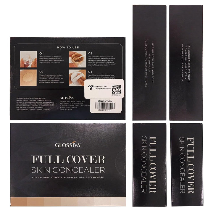 Tattoo Cover up Makeup Waterproof Concealer for Dark Spots, Scars, Vitiligo, and More - 2X30Ml - Use on Body, for Legs, for Men and Women (2X30Ml)
