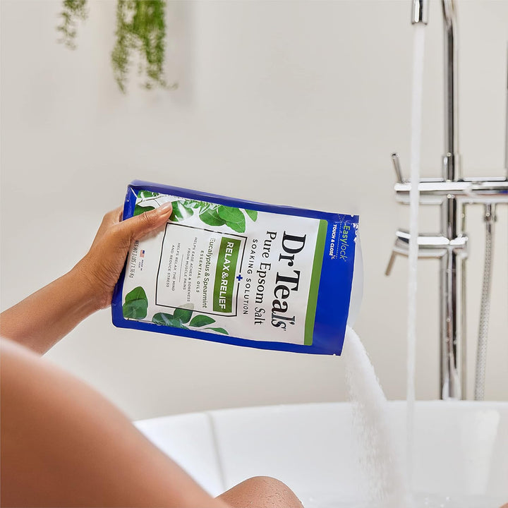 Epsom Salt Magnesium Soak, Relax & Relief with Eucalyptus & Spearmint Essential Oils, 3 Lbs