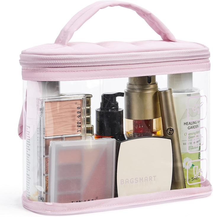 TSA Approved Toiletry Bag, 2 Pack Clear Makeup Cosmetic Bag Organizer, Quart Size Travel Bag for Toiletries, Carry-On Travel Accessories Essentials, Black-2Pcs