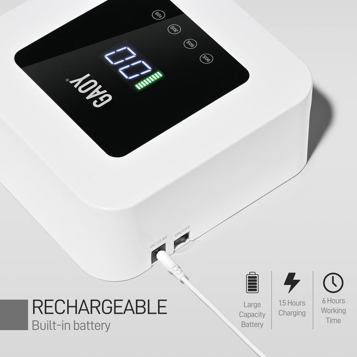 Cordless UV LED Nail Lamp for Gel Nails, Rechargeable UV Light, Professional Nail Dryer with 4 Timers, Automatic Sensor and Sensitive Mode for Fast Curing, White