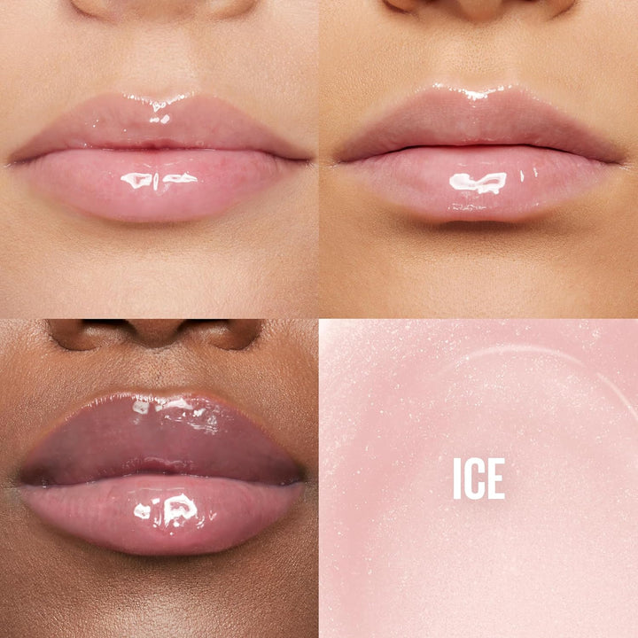 Lifter Gloss, Hydrating Lip Gloss with Hyaluronic Acid, Ice, Pink Neutral, 0.18 Ounce