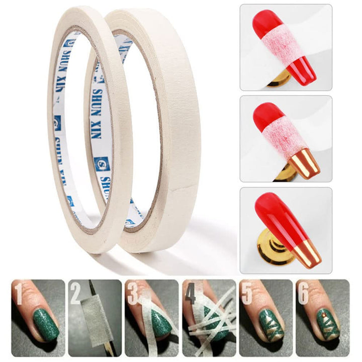 2Pcs 0.5Cm+1.2Cm Width Nail Art Adhesive Tapes Creative DIY Design Nail Striping Tape Line Rolls Nail Striping Tape Line Nail Art Decoration Sticker DIY Nail Tip Accessories
