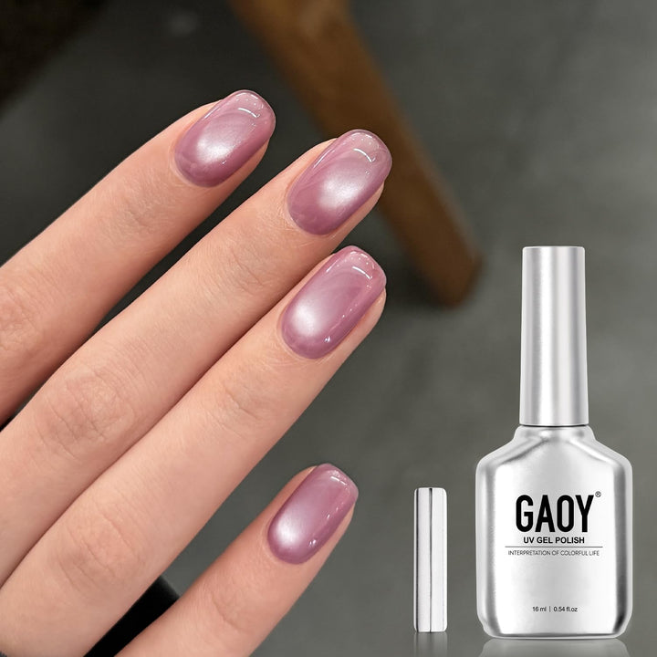 Glassy Cat Eye Gel Nail Polish, 16Ml Glitter Holographic UV Gel Polish with Magnet, Reflective Translucent, 2341 Silvery Moonlight