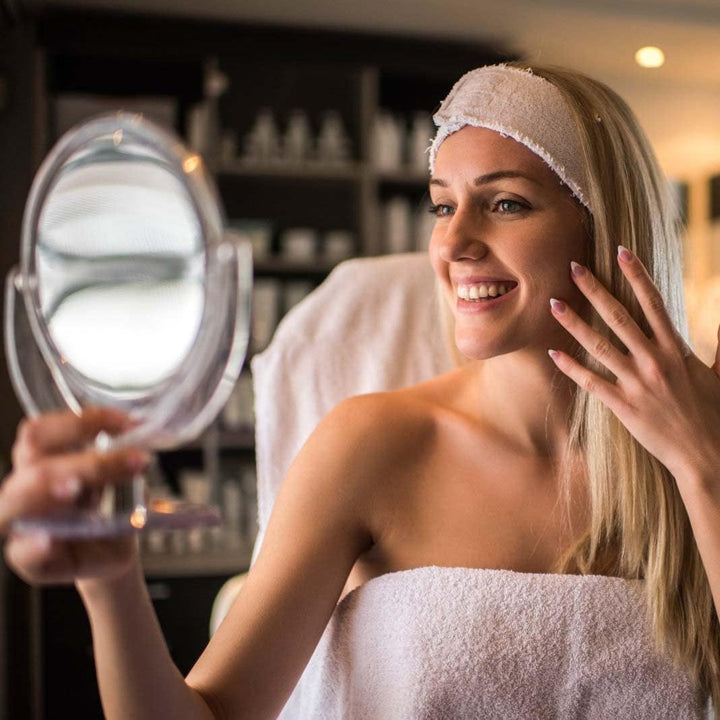 Vanity Makeup Mirror with Stand, 1X/15X Magnification Double Sided 360 Degree Swivel, Portable Table Desk Counter Top Magnifying Mirror, Tabletop Bathroom Shaving Mirror, 6.25 Inch