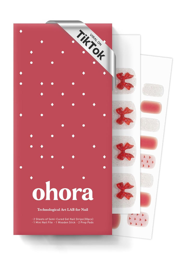 Semi Cured Gel Pedi Strips (P Chilly Red) - Works with Any Pedi Lamps, Salon-Quality, Long Lasting, Easy to Apply & Remove - Includes 2 Prep Pads, Pedi File & Wooden Stick