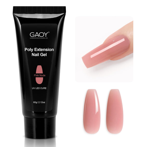 Poly Gel, 60G Nail Extension Gel, Pink Nude Builder Enhancement for Beginner & Professional Nail Art Salon DIY at Home