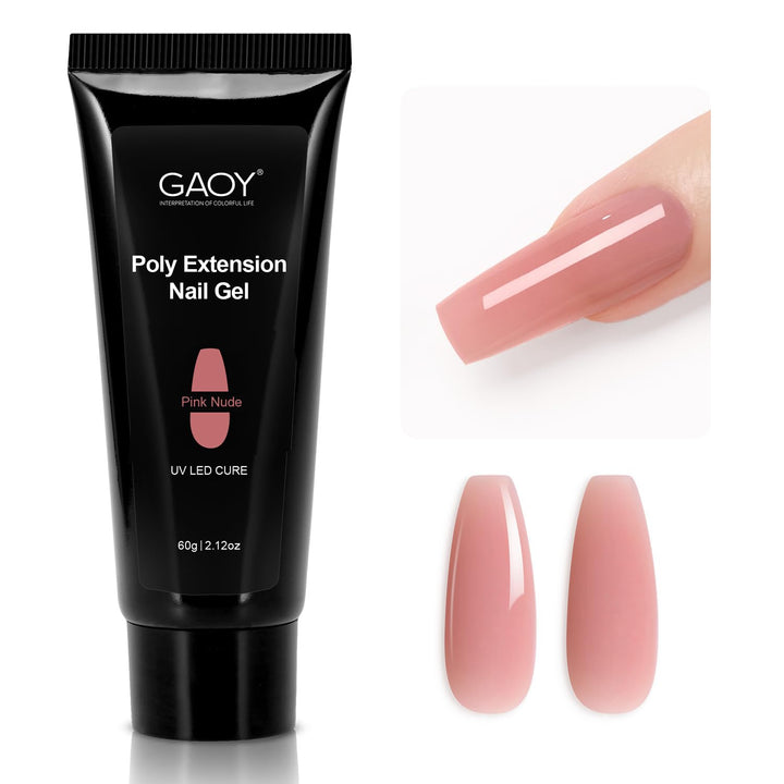 Poly Gel, 60G Nail Extension Gel, Pink Nude Builder Enhancement for Beginner & Professional Nail Art Salon DIY at Home