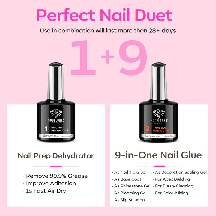 Gel Nail Kit, Fake Nails Long Coffin, 9-In-One Glue Prep Dehydrator & Portable Mini U V Light Acrylic Clipper, 500Pcs Coffin Tips for Extension Kit DIY Salon Home Gifts for Women