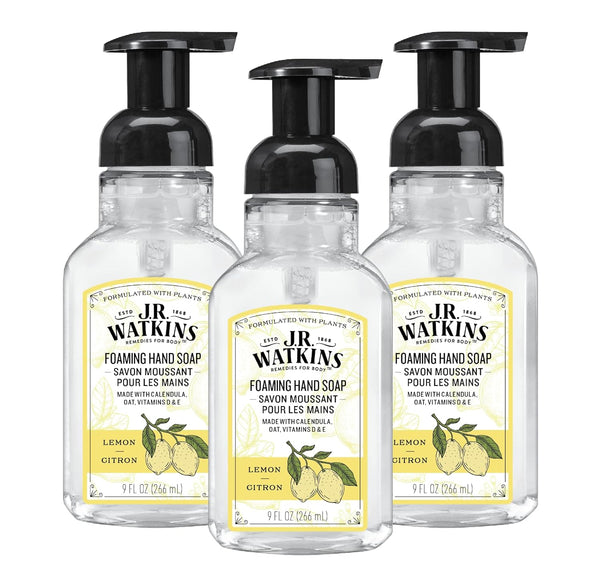 Foaming Hand Soap with Pump Dispenser, Moisturizing Foam Hand Wash, All Natural, Alcohol-Free, Cruelty-Free, USA Made, Lemon, 9 Fl Oz, 3 Pack