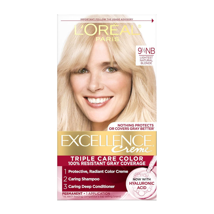 Excellence Crème Permanent Hair Dye, Triple Care Hair Color with Pro-Keratine Complex for 100% Gray Hair Coverage, 4 Dark Brown, 1 Kit