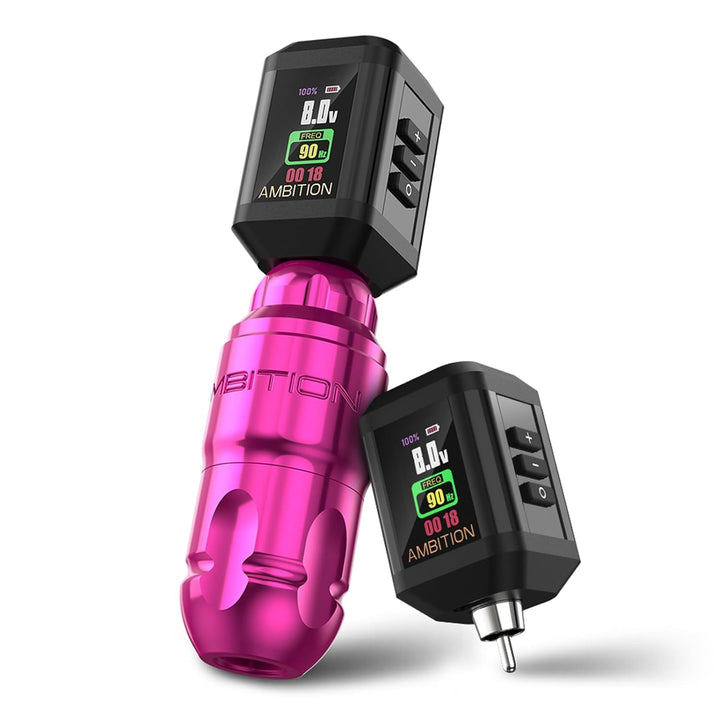 Lutin Rotary Tattoo Machine with Korall Tattoo Power Supply 2200Mah Straight Drive Bar - Wireless Tattoo Machine Short Tattoo Pen with Brushless Motor with RCA Cord for Tattoo Artist