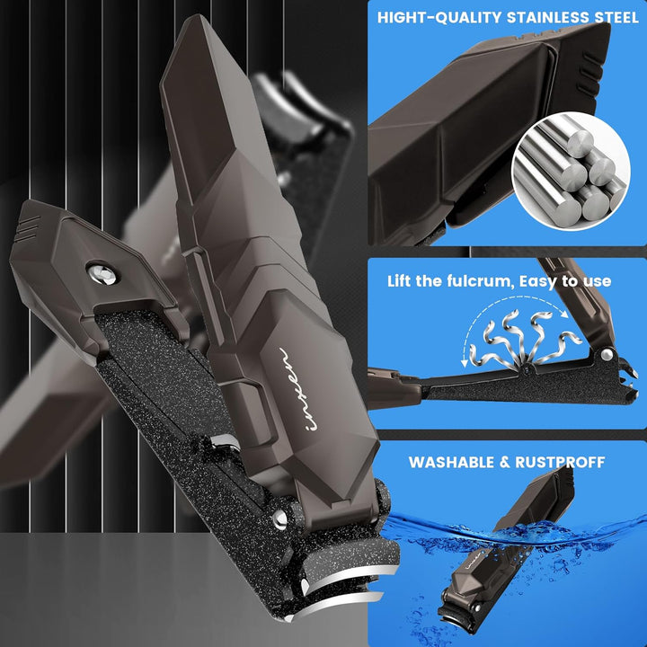 Nail Clippers for Men with Catcher – No Splash, Self-Collecting Premium Steel Clippers for Fingernails & Toenails, Ideal Gifts for Men& Grooming Gifts, Great Gadget & Stocking Stuffer Gift