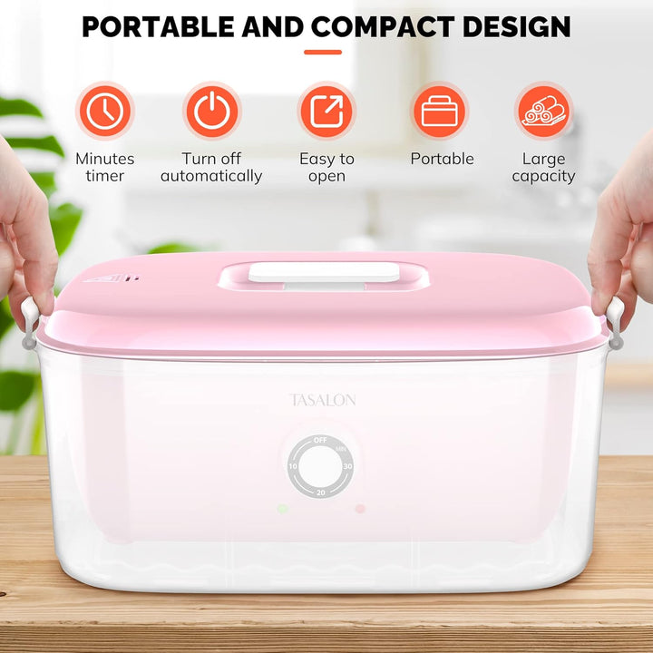 Hot Towel Steamer for Facials, Hot Towel Warmer Quickly Heats up in 5 Minutes, Portable Towel Machine Fits 16 Mini Towels, Salon Equipment Towel Warmer for Facials, Spa, Massage, Pink