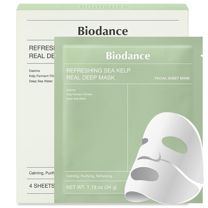 Bio-Collagen Real Deep Mask, Hydrating Overnight Hydrogel Mask, Pore Minimizing, Elasticity, Plumping Improvement, Korean Skincare, Stocking Stuffers for Teen Girls | 1.19Oz(34G) X 4Ea