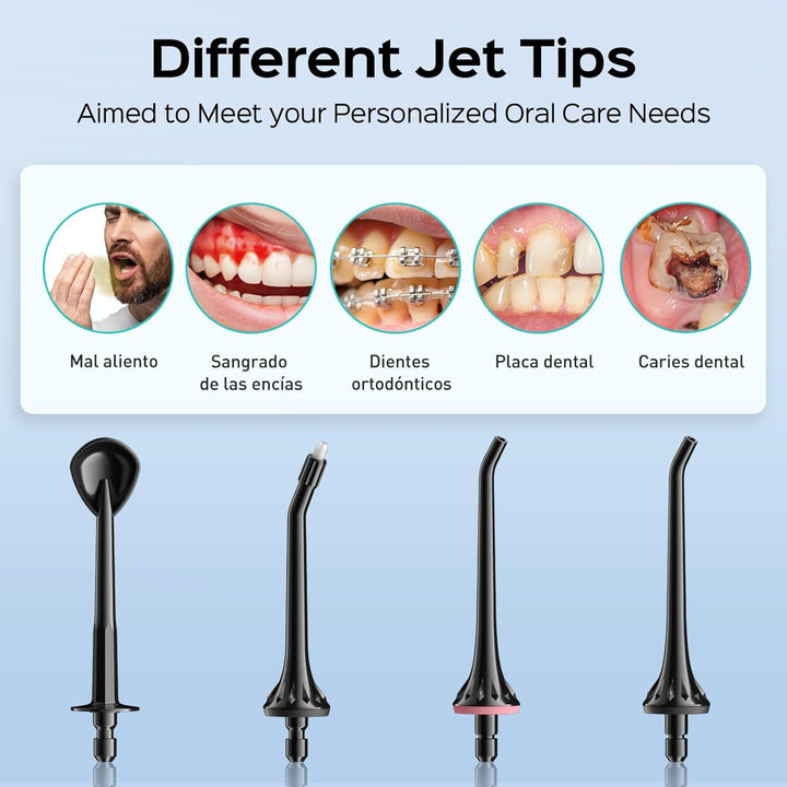 Water Dental Flosser Pick for Teeth: 4 Modes Cordless Portable 300ML Larger Tank Water Teeth Cleaner IPX7 Waterproof Flossing Cleaning Picks for Home Travel Black C30(FC5360)