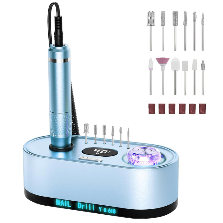 40000RPM Electric Nail File Drill Professional Kit, Drill Machine with LCD Display, Manicure Pedicure Polishing Acrylic Gel Nail Grinder for Salon, Home Use