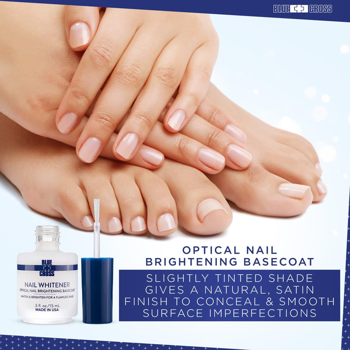 Nail Whitener, Professional Optical Brightening Basecoat Nail Concealer Polish with Vitamin E, Lemon Lime Extracts, Made in USA, 15Ml