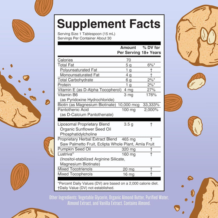 Women'S Hair Growth MAX Liposomal | with Lustriva® + Biotin 10000Mcg + Pumpkin Seed Oil | Thicker Hair | Hair Care | Wrinkles, Fine Lines, Skin Care | Ages 18+ | 15.22 Fl Oz