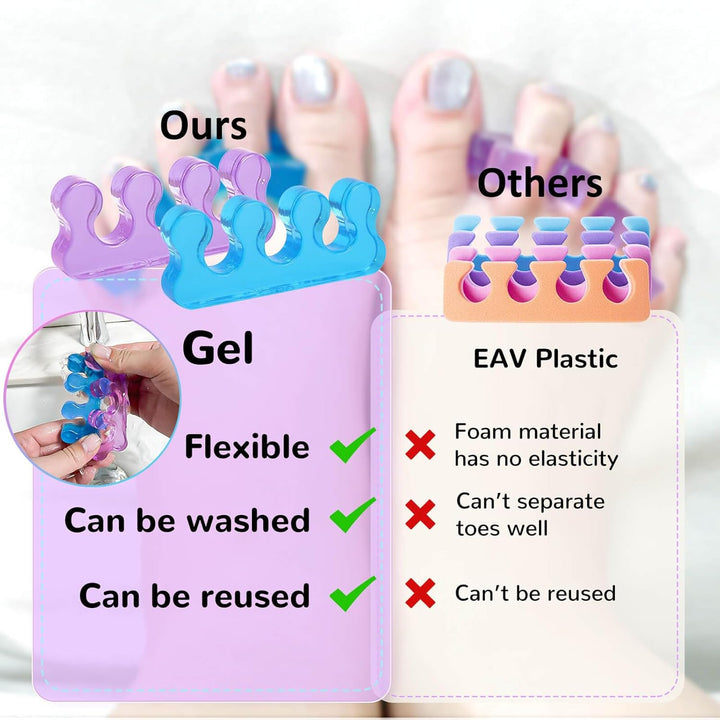 Toe Separators for Pedicure,Toe Separators for Women,Pedicure Toe Spacers for Separating Toenails or Nails,Easy Finger and Toenail Polish Grooming,Soft Gel Toe Spacers Pedicure Kit.