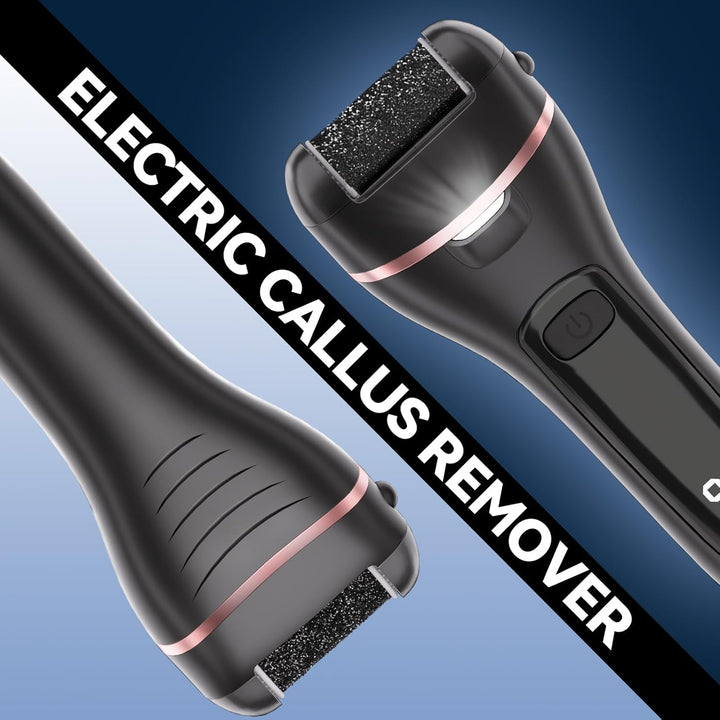 Electric Callus Remover for Feet with Rechargeable Waterproof 17 in 1 Professional Pedicure Kit with 3 Roller Heads 2 Speed Foot Care Tools Perfect for Dead Hard Cracked Dry Skin