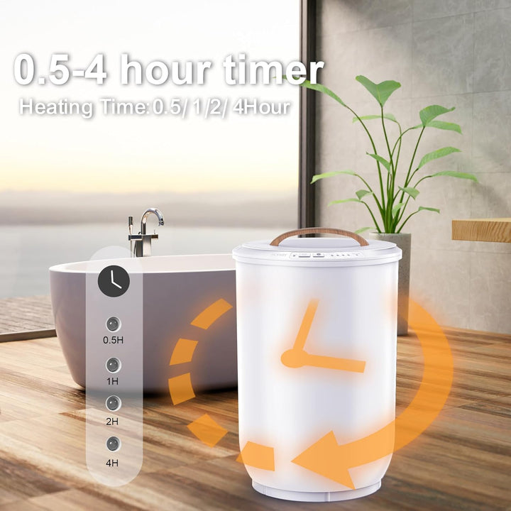 Large Towel Warmer for Bathroom - Heated Towel Warmers Bucket, Wood Handle, Auto Shut Off, Fits up to Two 40"X70" Oversized Towels, Bathrobes, Blankets, Best Ideal for Mother'S Gifts