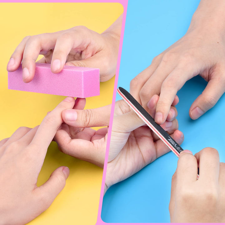 Nail Files and Buffers, Professional Manicure Tools Kit Rectangular Art Care Buffer Block Tools 100 180 Grit 12Pcs(Black)