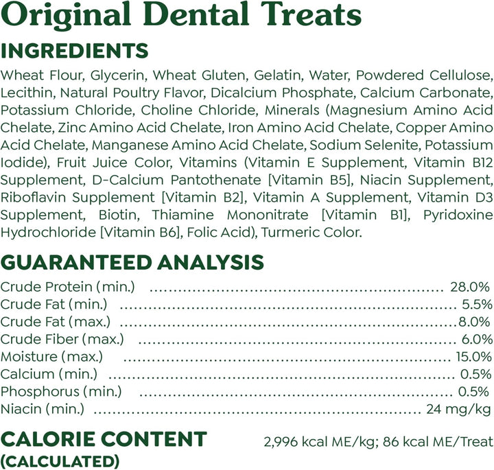 Original Regular Dental Dog Treats, 27 Oz. Pack (27 Treats)