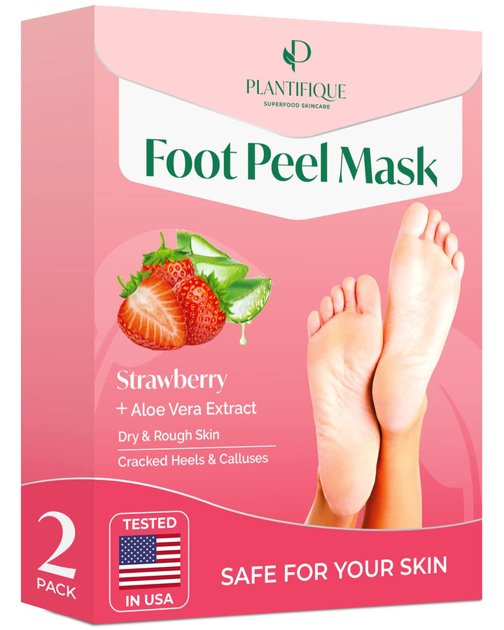 Foot Peeling Mask 2 Pack | Dermatologically Tested Repairs Heels & Removes Dry Dead Skin for Baby Soft Feet | Exfoliating Foot Peel Mask for Dry Cracked Feet | Peach