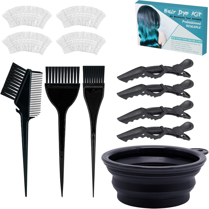 10 Pc Hair Bleach Kit - Hair Coloring Products with Dye Brush, Color Bowl, Earmuffs, Clip for Salon Bleaching & Highlighting