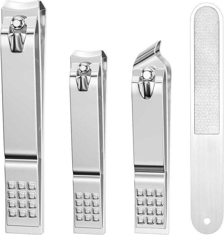 Nail Clipper Set, 4 PCS Ultra Sharp Nail Clippers for Men, Women, Adults Toenail Fingernail Clippers, Stainless Steel Nail Cutter & File, Black